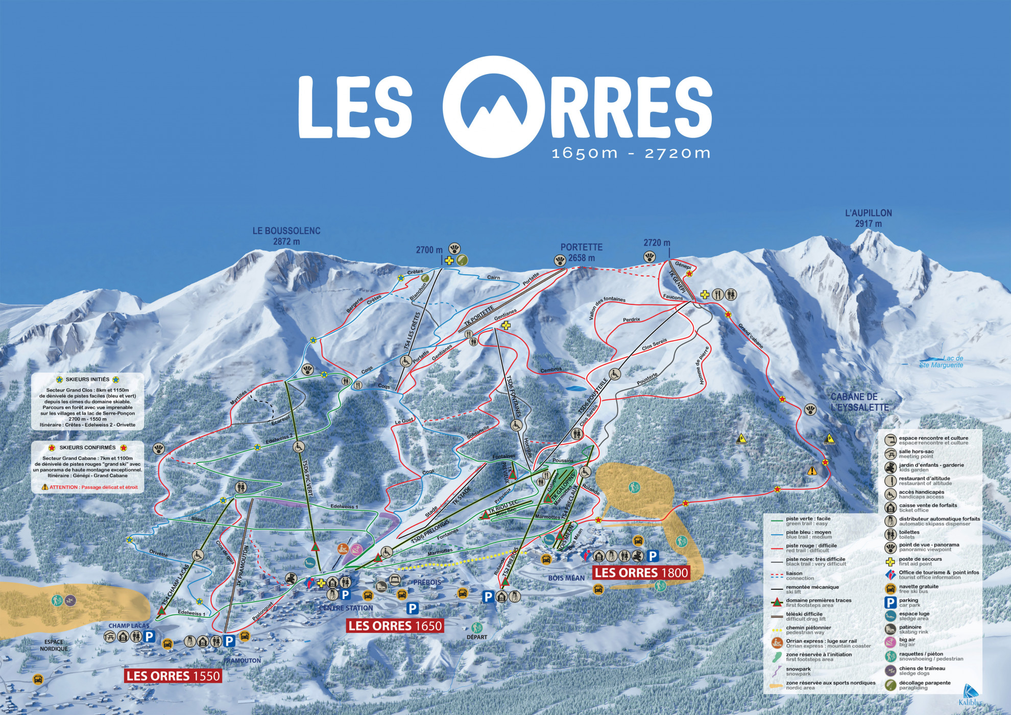 lesorres planpistes2018 2019 - Les Orres – Skijanje za sve: djecu, početnike, obitelj i profesionalce
